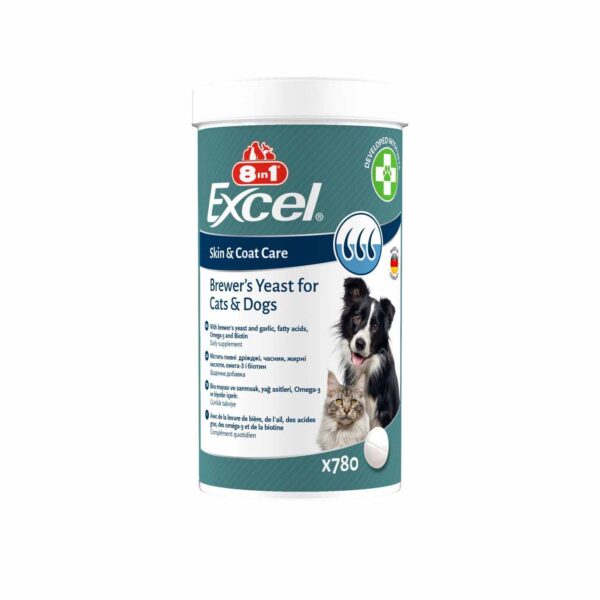 Витамины для собак и кошек 8in1 Excel Brewers Yeast пивные дрожжи с чесноком, для кожи и шерсти — изображение 3