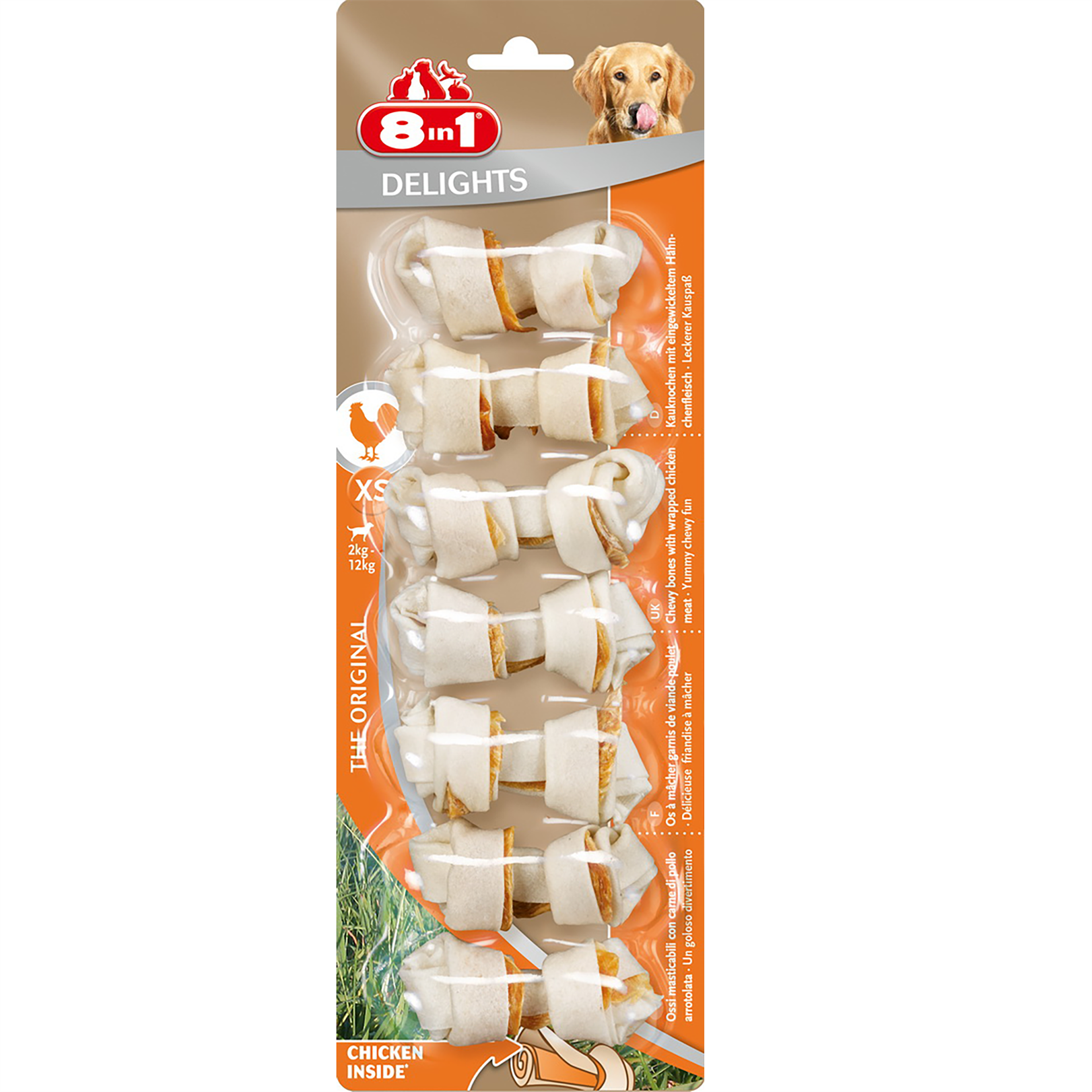 Ласощі для собак - кістка міцна з курячим м'ясом 8 in 1 Delights Strong S/M/L