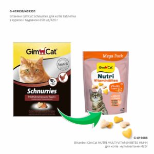 Витаминизированные сердечки для кошек Gimcat Nutri Vitamin Bites с курицей