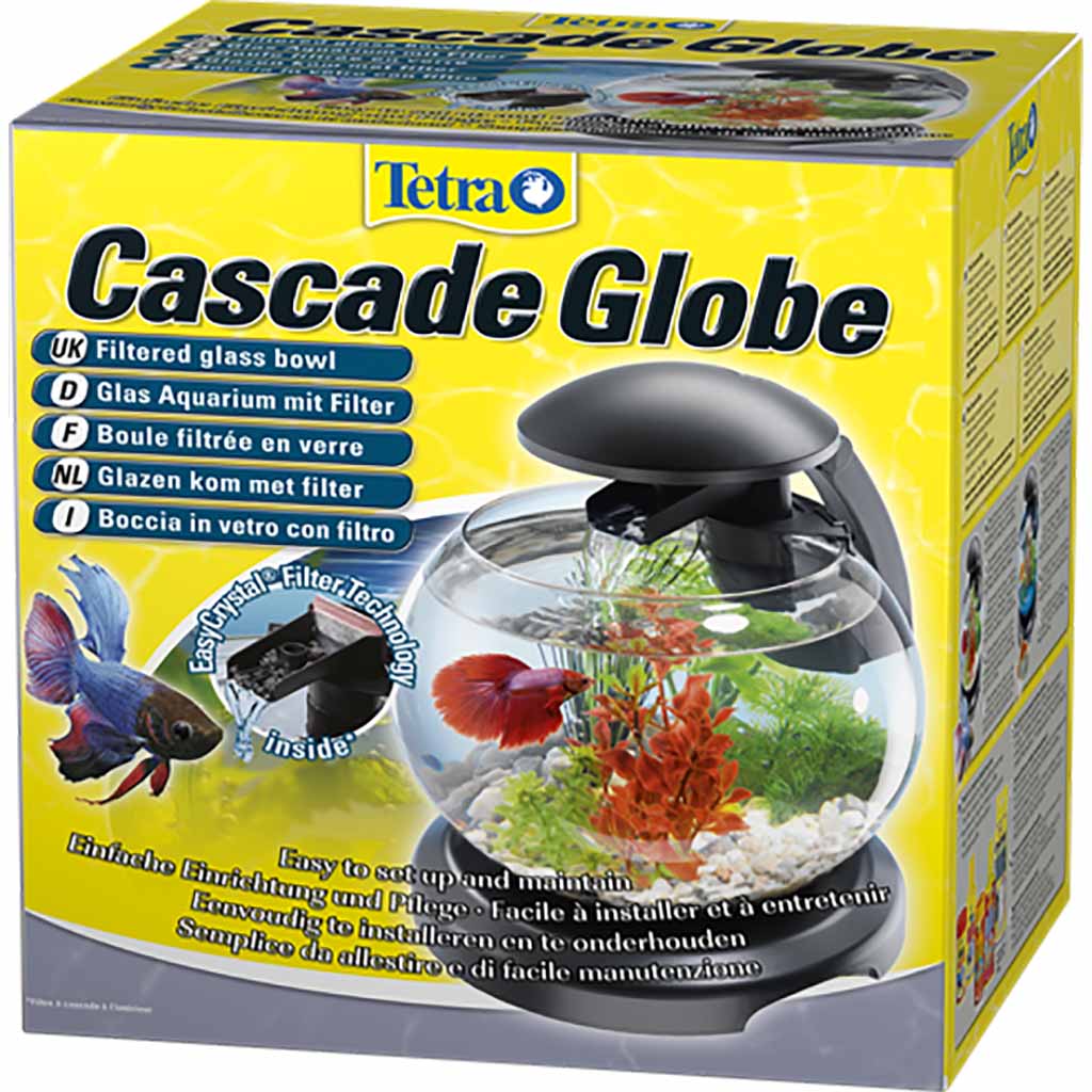 Аквариум для петушка и золотой рыбки Tetra Cascade Globe черный 6,8 л.