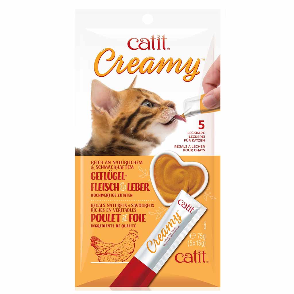 Лакомство для кошек Hagen Catit Creamy с курицей и печенью 75 гр./5 шт.