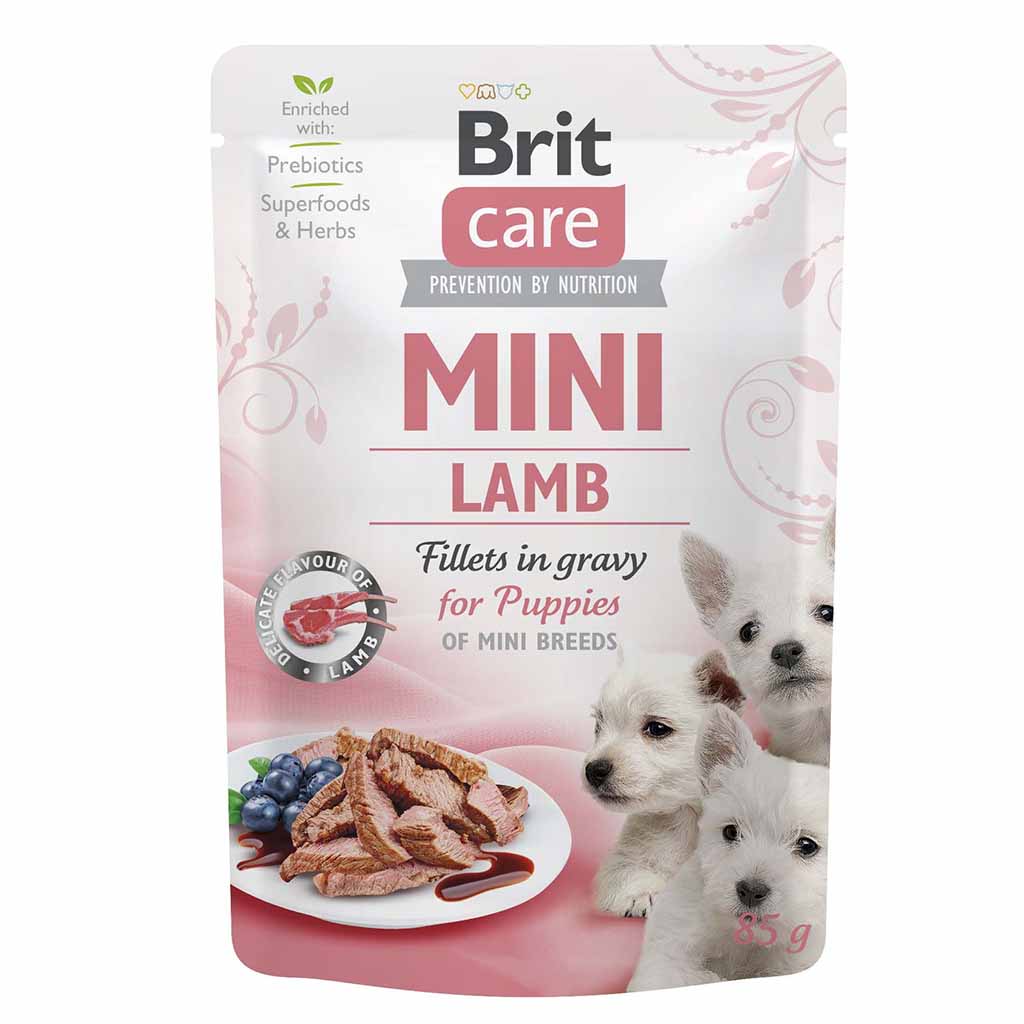 Влажный корм для щенков мелких пород Brit Care Mini Lamb fillets in gravy филе ягненка в соусе 85 гр.