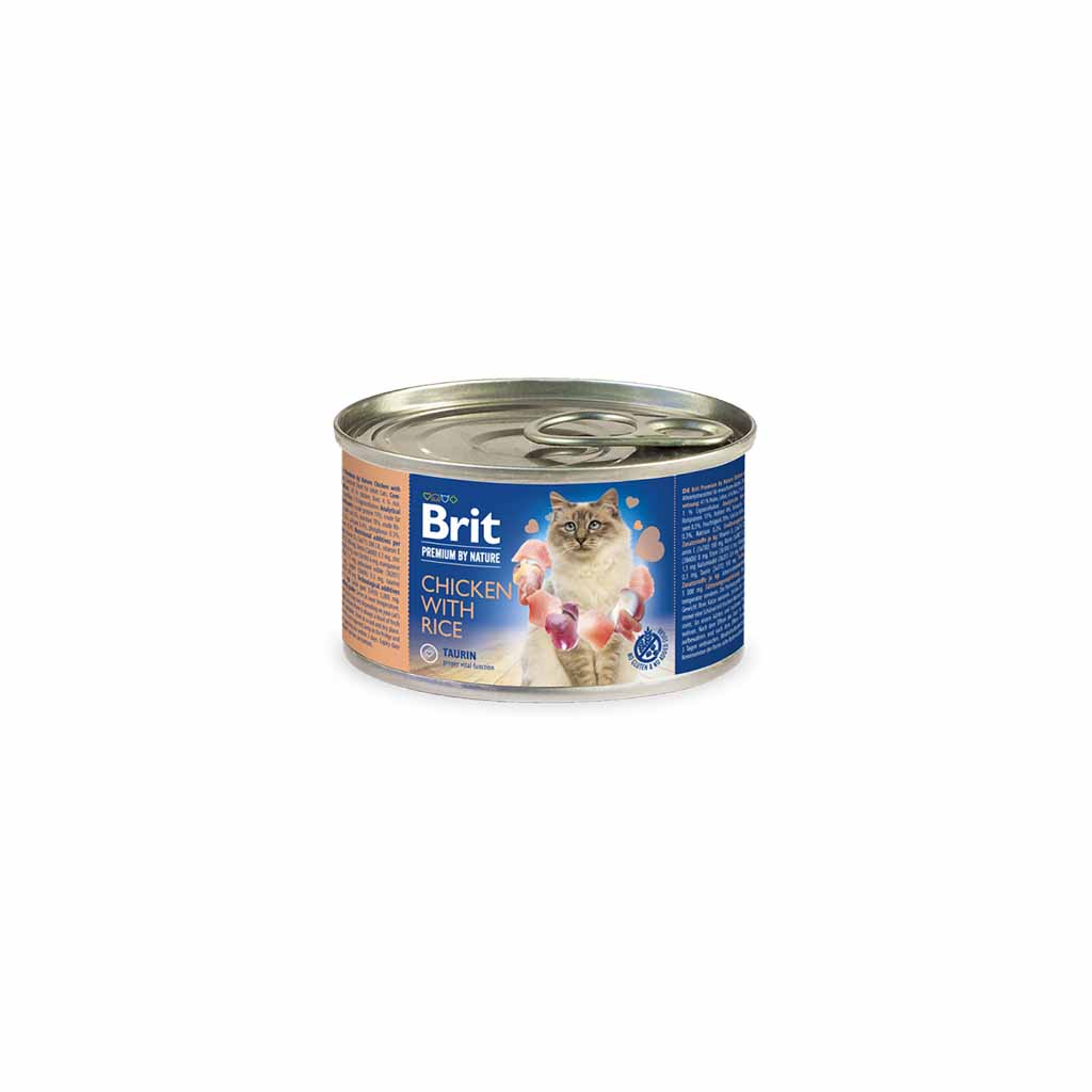 Корм влажный для кошек Brit Premium by Nature Chicken with Rice паштет с курицей и рисом 200 гр.