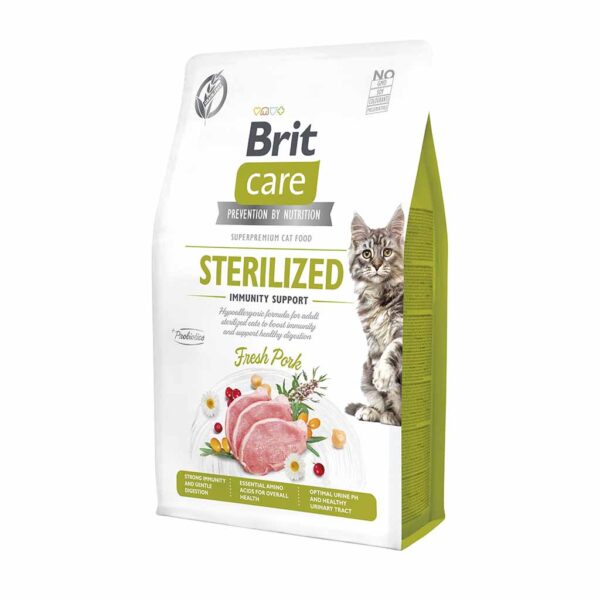 Сухой корм для стерилизованных кошек Brit Care Cat by Nutrition Sterilized Immunity Support со свининой
