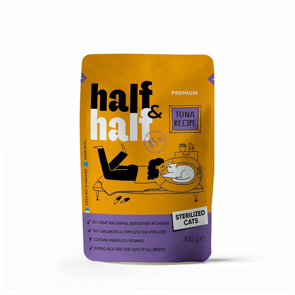 Вологий корм для стерилізованих котів Half&Half Sterilized тунець