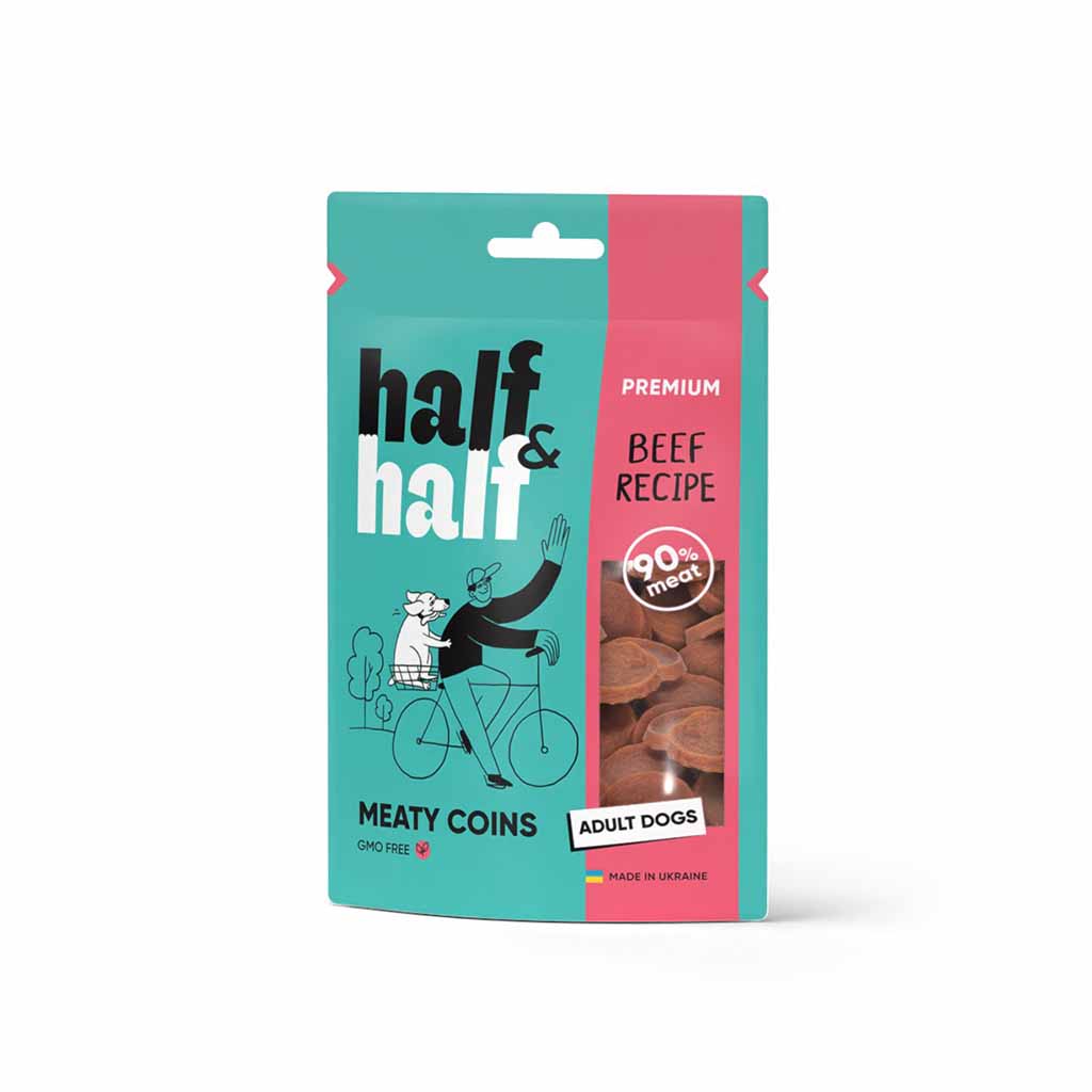 Ласощі для собак Half&Half м'ясні монетки з яловичиною