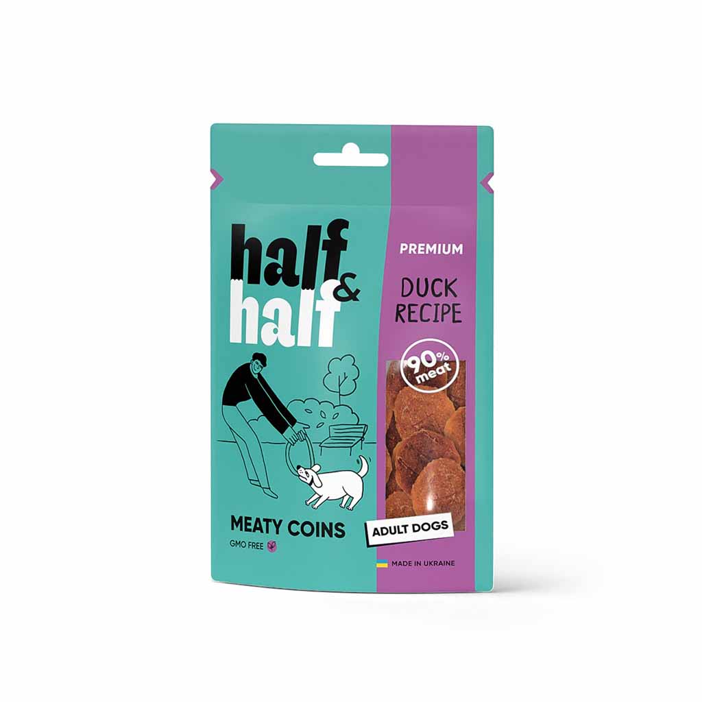 Ласощі для собак Half&Half м'ясні монетки із качкою