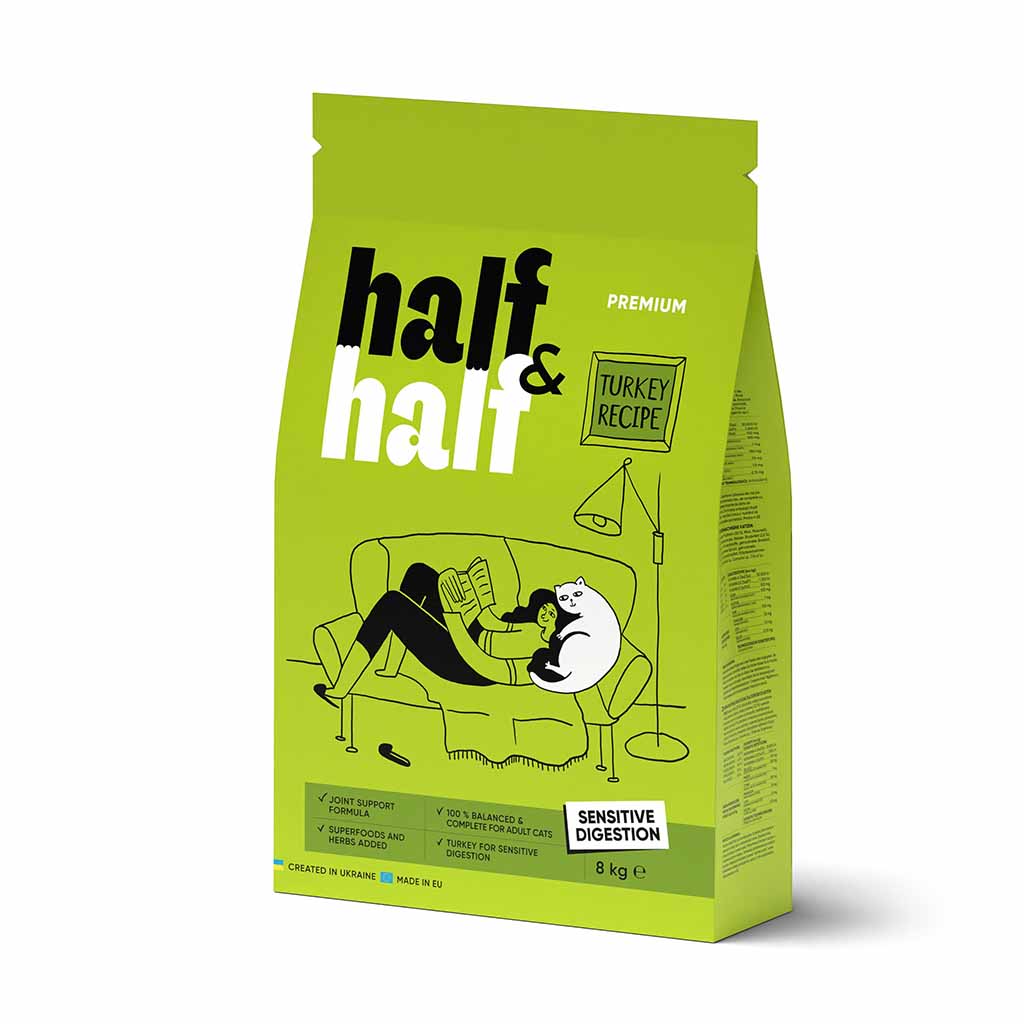 Сухий корм для котів із чутливим травленям Half&Half Sensitive індичка - Зображення 2