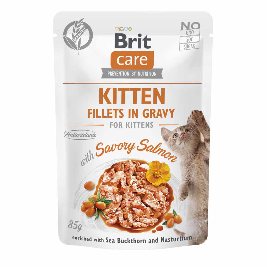 Вологий корм для кошенят Brit Care Cat Fillets in Gravy Savory Salmon філе в соусі з лососем