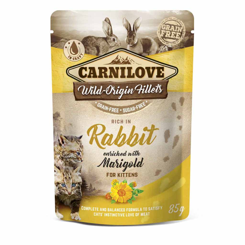Вологий корм для кошенят Carnilove cat pouch з кроликом і календулою