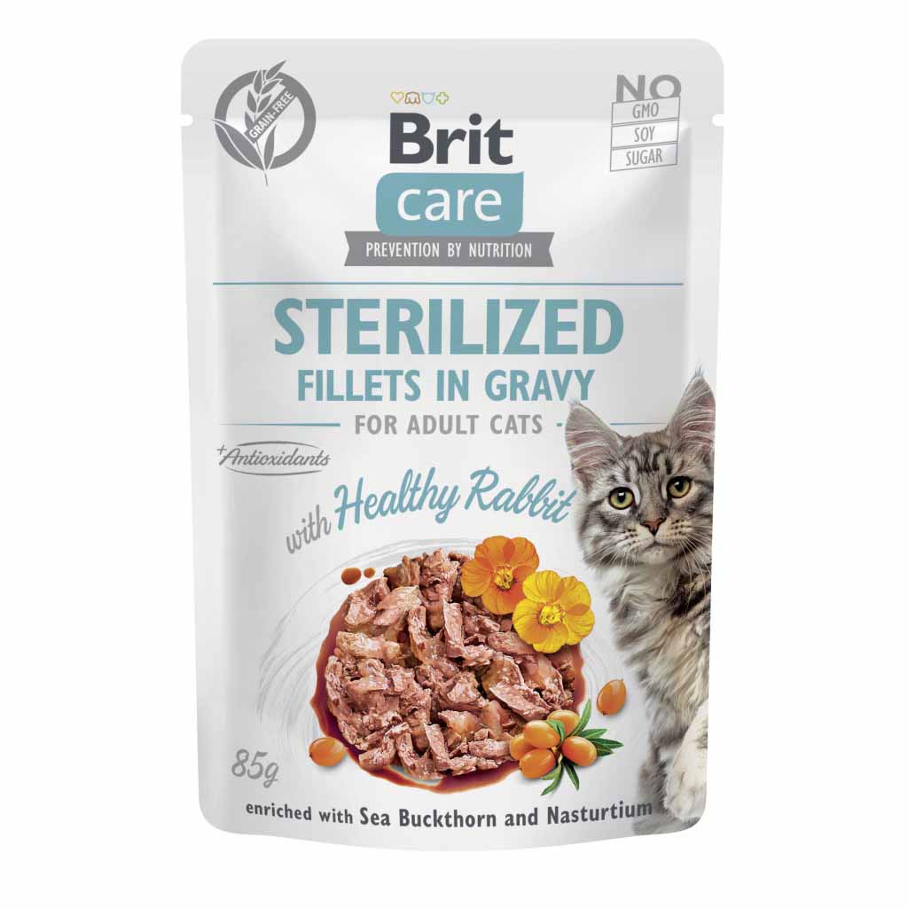Вологий корм для стерилізованих котів Brit Care Sterilized філе в соусі з кроликом