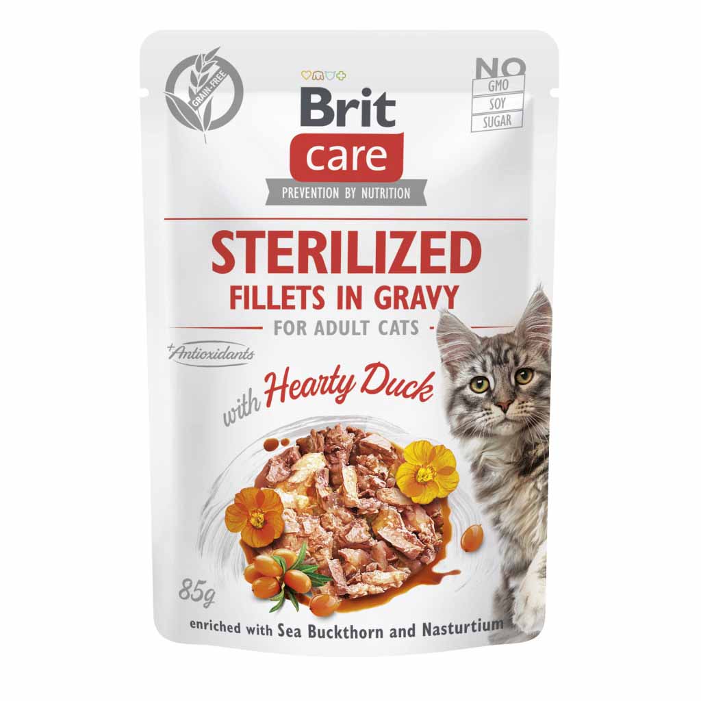 Вологий корм для стерилізованих котів Brit Care Sterilized філе в соусі з качкою