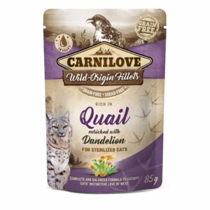 Вологий корм для стерилізованих котів Carnilove cat pouch з перепілкою та кульбабою
