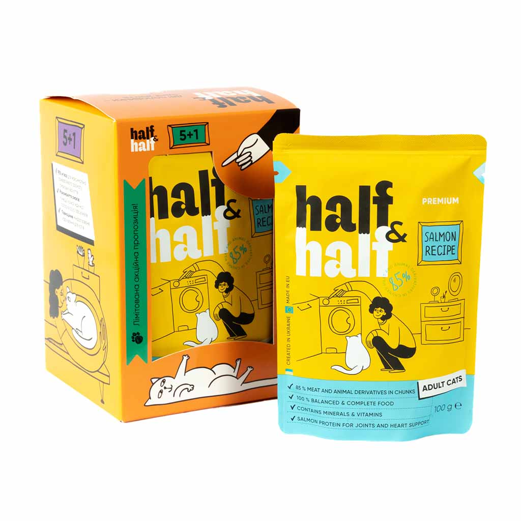 Вологий корм для котів Half&Half Adult качка, набір 6 шт.