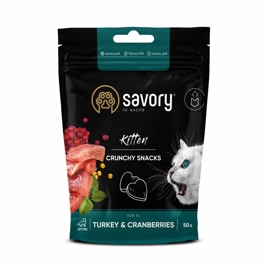 Хрусткі ласощі для кошенят Savory індичка з журавлиною
