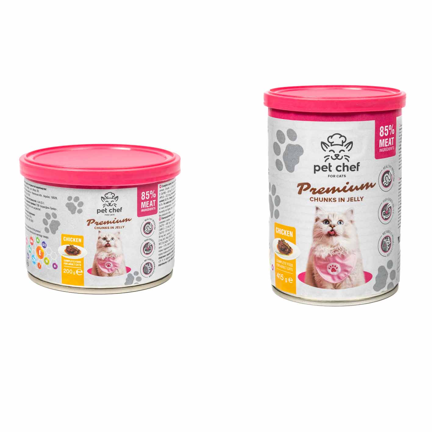 Вологий корм для котів Pet Chef шматочки в желе з куркою