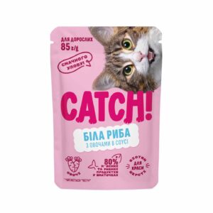 Корм вологий для котів Catch! з білою рибою та овочами в соусі