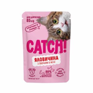 Корм вологий для котів Catch! з яловичиною та овочами в желе