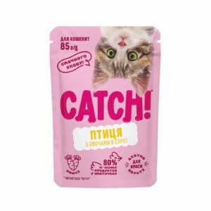 Корм вологий для кошенят Catch! з птицею та овочами в соусі