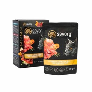Вологий корм для котів Savory Sterilised Cats with Turkey and Carrots індичка з морквою в желе, набір 4 шт.