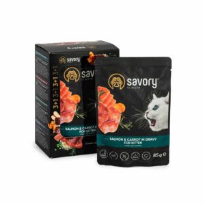 Вологий корм для кошенят Savory Kitten with Salmon and Carrot лосось з морквою в соусі, набір 4 шт.