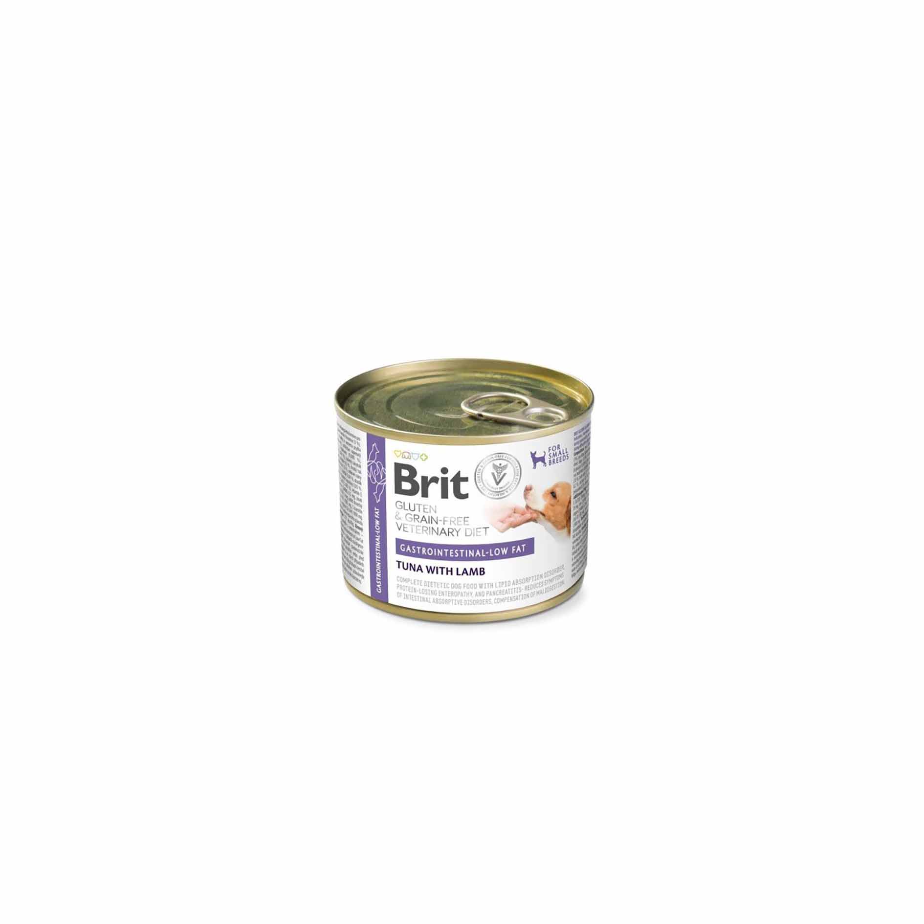 Вологий корм для собак Brit VetDiet Gastrointestinal-Low Fat при проблемах з травленням з обмеженим вмістом жиру з тунцем і ягня
